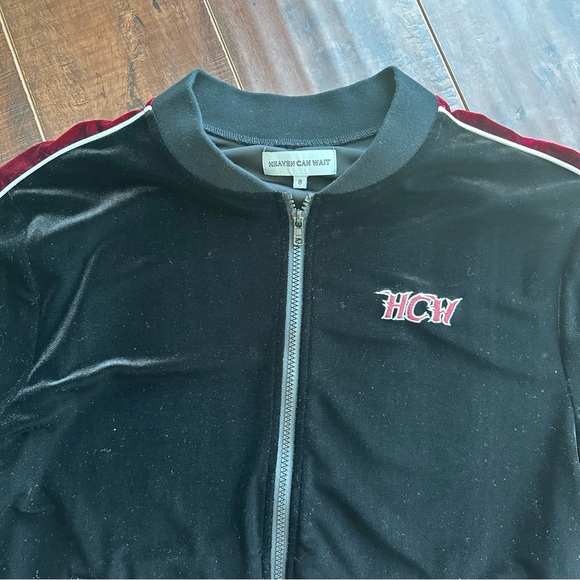 HEAVEN CAN WAIT Velour Track Jacket Sz SMALL - Picture 3 of 8